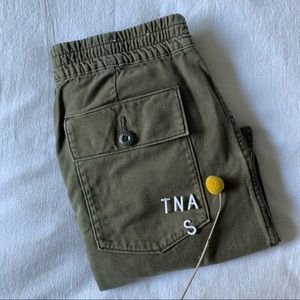 TNA Aritzia Army Green Cotton Joggers Size Small